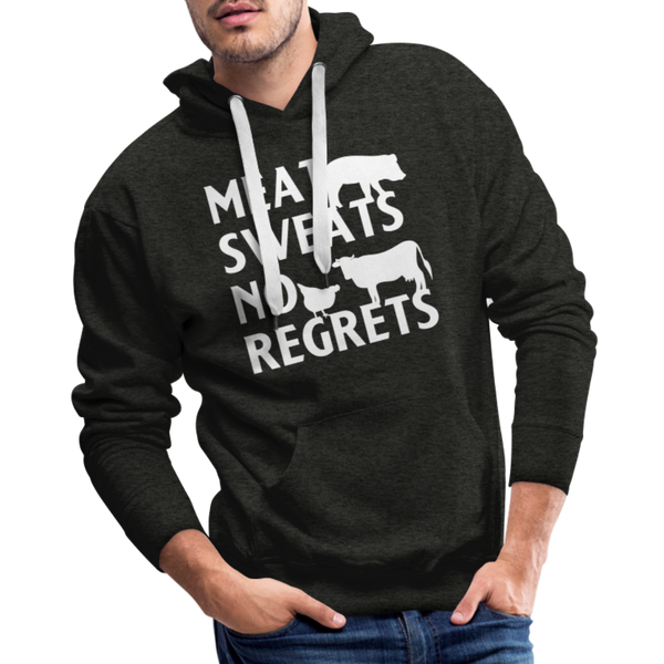 Meat Sweats No Regrets BBQ Men’s Premium Hoodie - charcoal grey