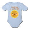 I Love You A Waffle Lot Organic Short Sleeve Baby Bodysuit - sky