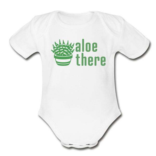 Aloe There Organic Short Sleeve Baby Bodysuit - white