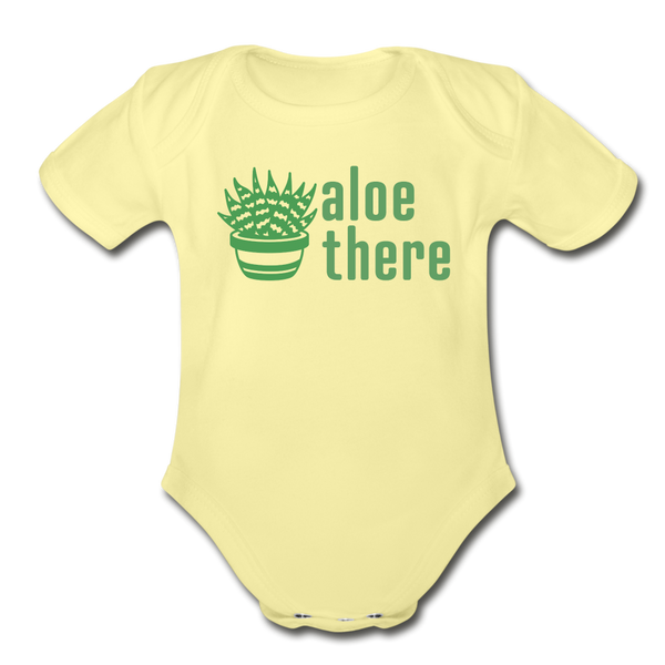 Aloe There Organic Short Sleeve Baby Bodysuit - washed yellow