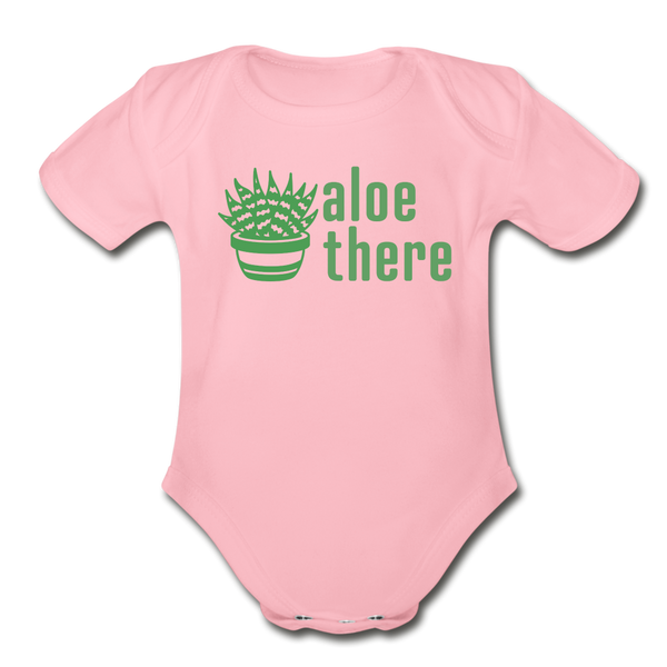 Aloe There Organic Short Sleeve Baby Bodysuit - light pink