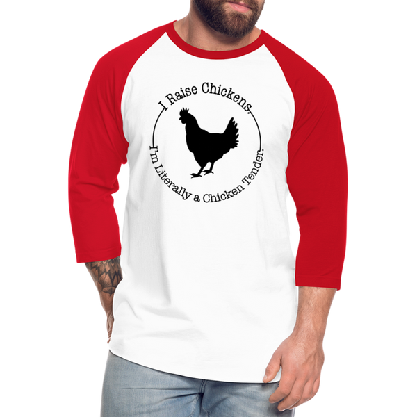 Chicken Tender Funny Baseball T-Shirt - white/red