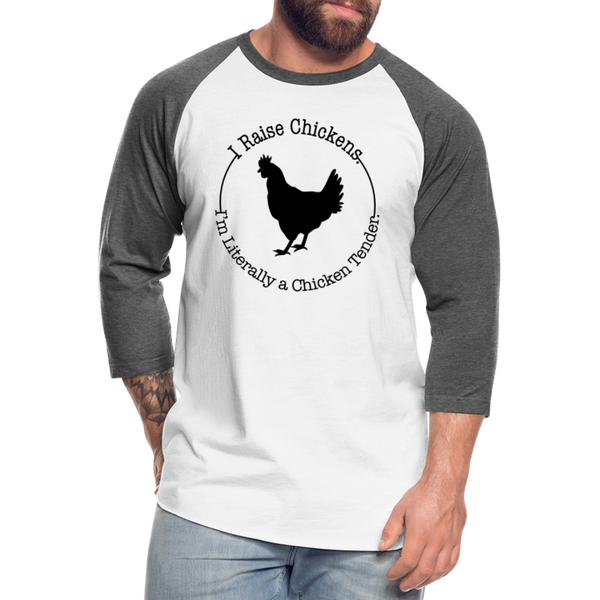 Chicken Tender Funny Baseball T-Shirt - white/charcoal