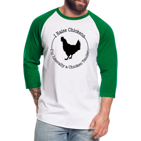 Chicken Tender Funny Baseball T-Shirt - white/kelly green