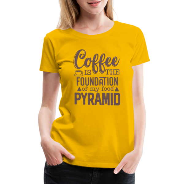 Coffee Is The Foundation Of My Food Pyramid Women’s Premium T-Shirt - sun yellow
