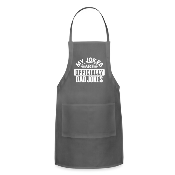 My Jokes Are Officially Dad Jokes New Dad Adjustable Apron - charcoal