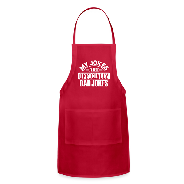 My Jokes Are Officially Dad Jokes New Dad Adjustable Apron - red