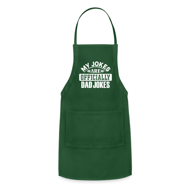 My Jokes Are Officially Dad Jokes New Dad Adjustable Apron - forest green