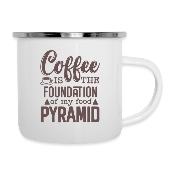 Coffee Is The Foundation Of My Food Pyramid Camper Mug - white