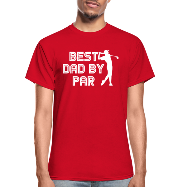 Best Dad by Par Golfer Gildan Ultra Cotton Adult T-Shirt - red