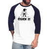 Cluck it Funny Chicken Baseball T-Shirt - white/navy
