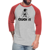 Cluck it Funny Chicken Baseball T-Shirt - heather gray/red