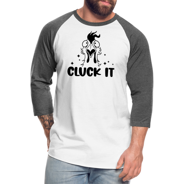 Cluck it Funny Chicken Baseball T-Shirt - white/charcoal