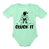 Cluck it Funny Chicken Organic Short Sleeve Baby Bodysuit - light mint