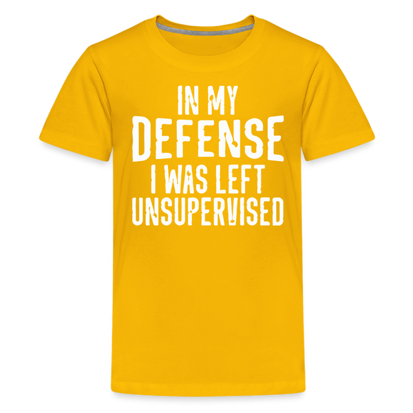 In my Defense I was Left Unsupervised Funny Kids' Tee - sun yellow
