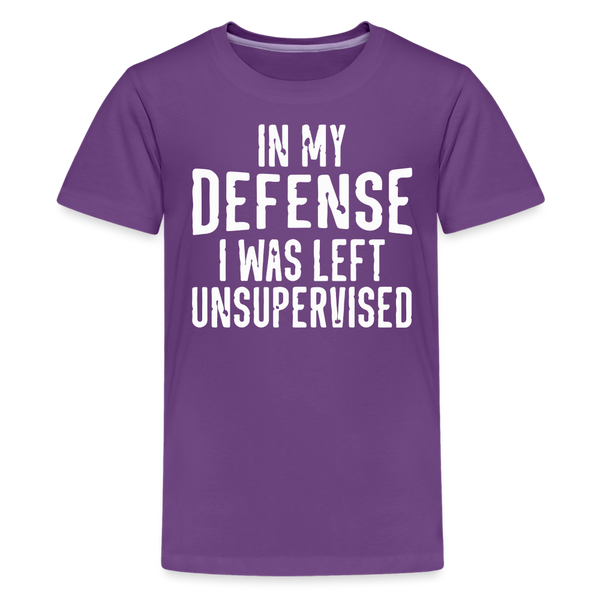 In my Defense I was Left Unsupervised Funny Kids' Tee - purple