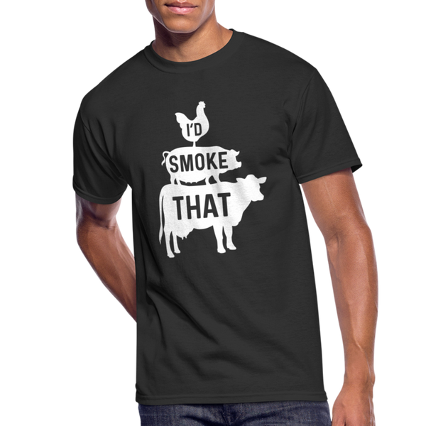 I'd Smoke That Fitted Cotton/Poly T-Shirt by Next Level - black