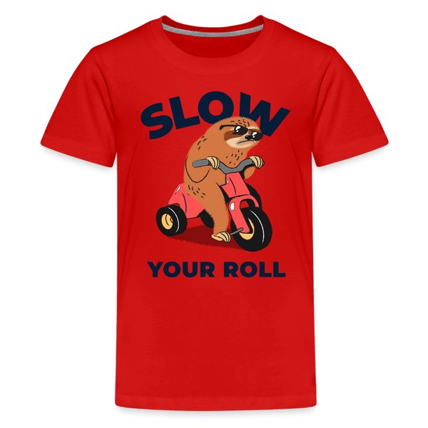 Slow Your Roll Funny Sloth Kids' Premium T-Shirt - red