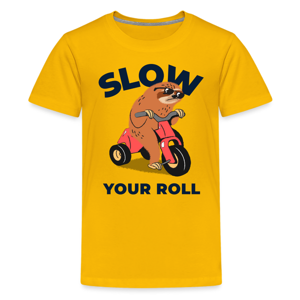 Slow Your Roll Funny Sloth Kids' Premium T-Shirt - sun yellow