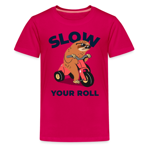 Slow Your Roll Funny Sloth Kids' Premium T-Shirt - dark pink