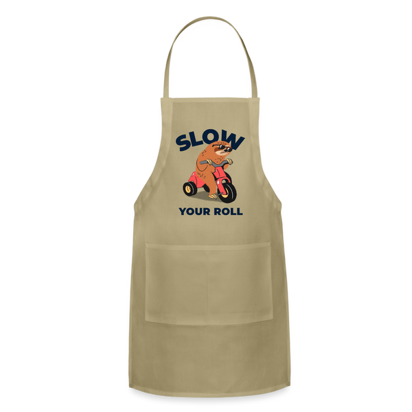 Slow Your Roll Funny Sloth Adjustable Apron - khaki