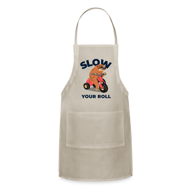 Slow Your Roll Funny Sloth Adjustable Apron - natural