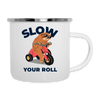 Slow Your Roll Funny Sloth Camper Mug - white