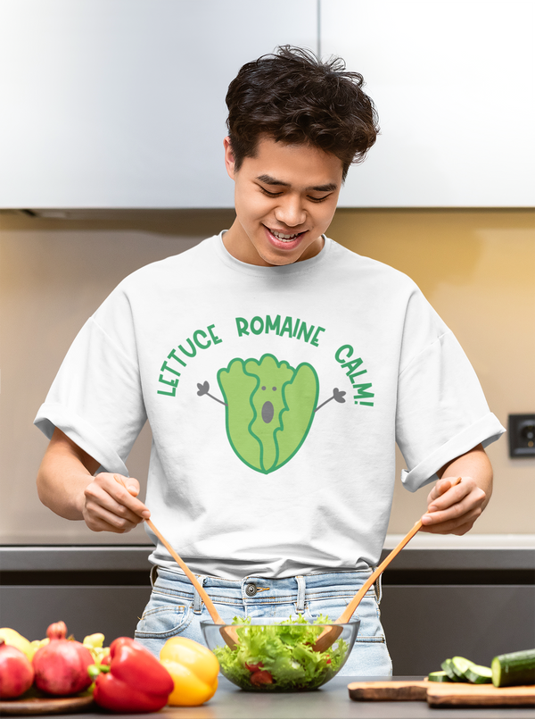 Lettuce Romaine Calm! Salad Food Pun Men's Premium T-Shirt