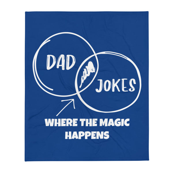 Venn Diagram Where the Magic Happens Dad Joke Throw Blanket